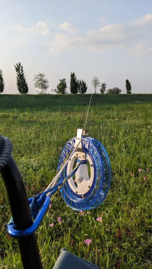 The reel attached to a chair